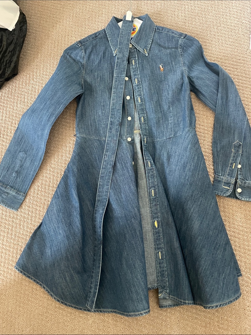 Girls Ralph Lauren Medium Blue Denim Fit-and-Flare dress with belt